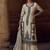 Cream chinon silk embroidered work suit