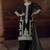 Black chinon silk embroidered work suit