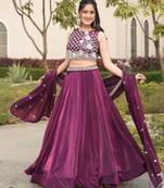 Wine Color Plain Flairy Lehenga Work Fendy Lehenga With Unstitched Blouse