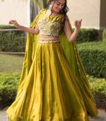 Olive Color Plain Flairy Lehenga Work Fendy Lehenga With Unstitched Blouse