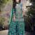 Teal and blue chinon silk embroidered palazzo suit
