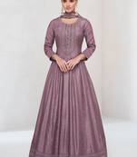 Onion pink vichitra silk anarkali suit