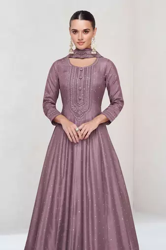 Onion pink vichitra silk anarkali suit
