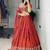 Rust-Orange Multi Embroidery & Pipe Bead Work Lehenga With Fully Stitched Blouse