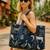 Indian navyblue tiger print quilted shoulder bag women's beach cotton handbag usa style
