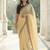 Yellow color plain with contrast matching embroidered lace premium fendy silk saree with unstitched blouse