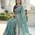 Green color plain with contrast matching embroidered lace premium fendy silk saree with unstitched blouse