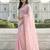 Pink color plain with contrast matching embroidered lace premium fendy silk saree with unstitched blouse
