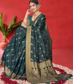 Luxury Satin Silk Saree with Heavy Gold Zari Woven Border & Rich Pallu | Wedding & Festive Wear
