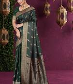 Luxury Satin Silk Saree with Heavy Gold Zari Woven Border & Rich Pallu | Wedding & Festive Wear
