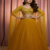 Royal Mustard Yellow Net Lehenga Choli Set with sequins & foil mirror border work Dupatta