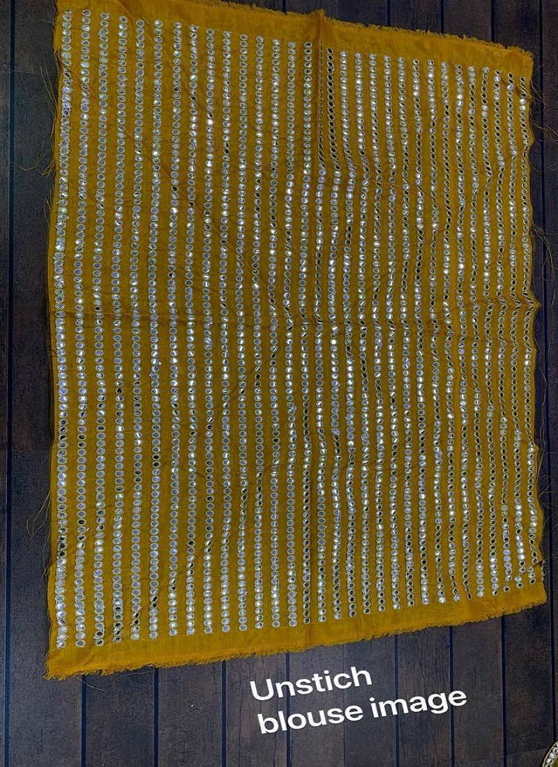 Royal Mustard Yellow Net Lehenga Choli Set with sequins & foil mirror border work Dupatta