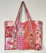 Jaipuri quilted shoulder bag women's beach 100%cotton handbag usa bag