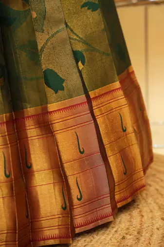 Beautiful South Indian Style Semi-Stitched Half Saree with Blouse and Dupatta for Women