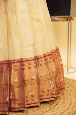 Beautiful South Indian Style Semi-Stitched Half Saree with Blouse and Dupatta for Women 4