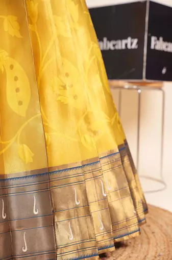 Beautiful South Indian Style Semi-Stitched Half Saree with Blouse and Dupatta for Women