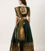 Beautiful South Indian Style Semi-Stitched Half Saree with Blouse and Dupatta for Women