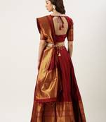 Beautiful South Indian Style Semi-Stitched Half Saree with Blouse and Dupatta for Women