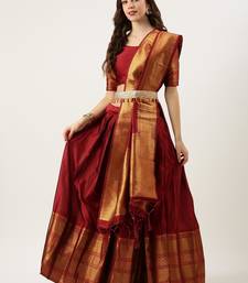 Beautiful South Indian Style ed Half Saree with Blouse and Dupatta for Women