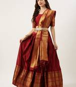 Beautiful South Indian Style ed Half Saree with Blouse and Dupatta for Women