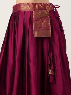Beautiful South Indian Style Semi-Stitched Half Saree with Blouse and Dupatta for Women 3