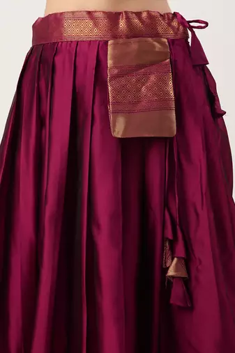 Beautiful South Indian Style Semi-Stitched Half Saree with Blouse and Dupatta for Women