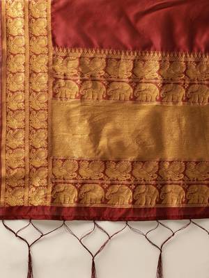 Pochampalli Deep Green & Maroon Lehenga 4