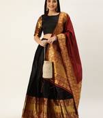 Beautiful South Indian Style Semi-Stitched Half Saree with Blouse and Dupatta for Women