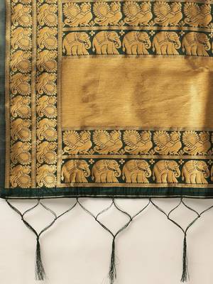 Pochampalli Bright Yellow Silk Lehenga 4