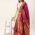 Pochampalli Cream Rani Pink Silk Lehenga