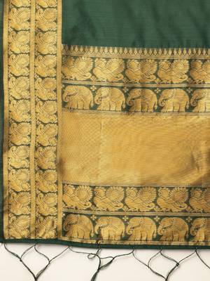 Beautiful South Indian Style Semi-Stitched Half Saree with Blouse and Dupatta for Women 4