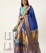 Beautiful South Indian Style Semi-Stitched Half Saree with Blouse and Dupatta for Women