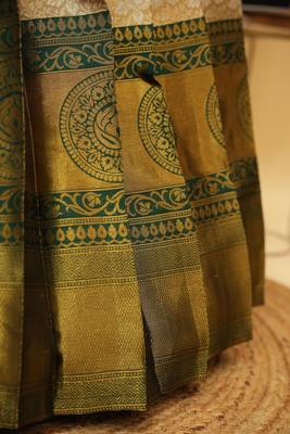Beautiful South Indian Style Semi-Stitched Half Saree with Blouse and Dupatta for Women 4