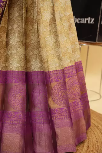 Beautiful South Indian Style Semi-Stitched Half Saree with Blouse and Dupatta for Women