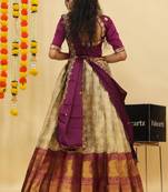 Beautiful South Indian Style Semi-Stitched Half Saree with Blouse and Dupatta for Women