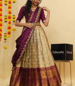 Beautiful South Indian Style ed Half Saree with Blouse and Dupatta for Women