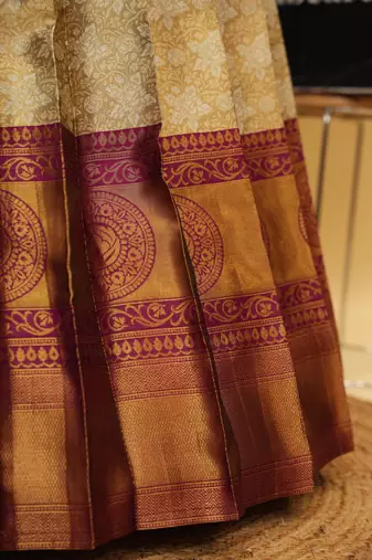 Beautiful South Indian Style Semi-Stitched Half Saree with Blouse and Dupatta for Women
