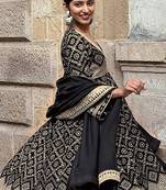 Black Georgette Embroidery sequence Work Anarkali Kurta Pant With Dupatta