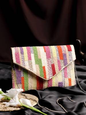  mod off white embellished satin sling bag 3