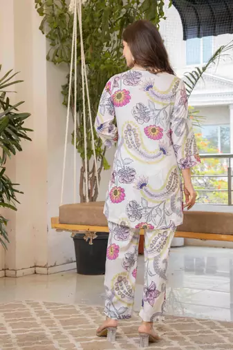 White cotton sequance work top for women