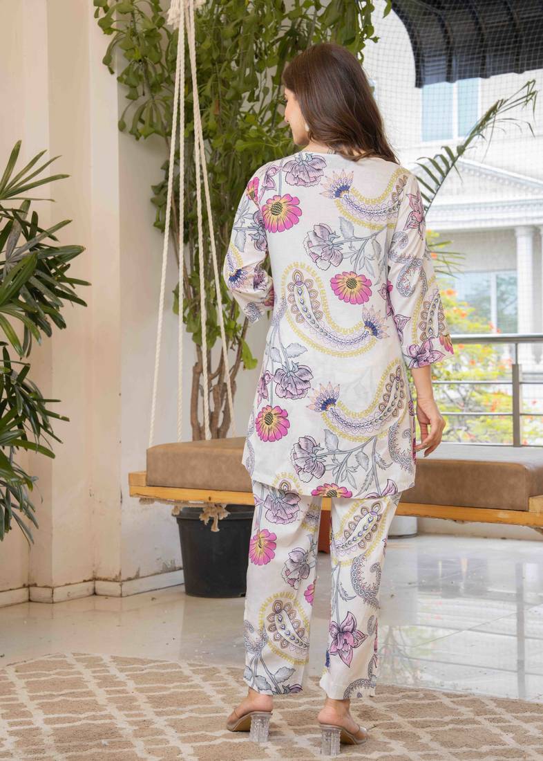 White cotton sequance work top for women