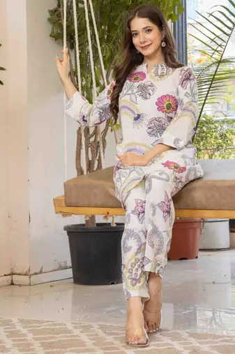 White cotton sequance work top for women