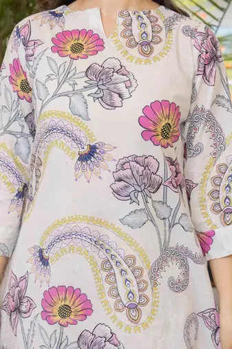 White cotton sequance work top for women