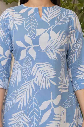 Sky blue cotton sequance work top for women