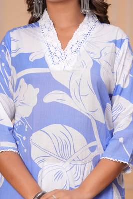 Sky blue cotton sequance work kurta for women 5