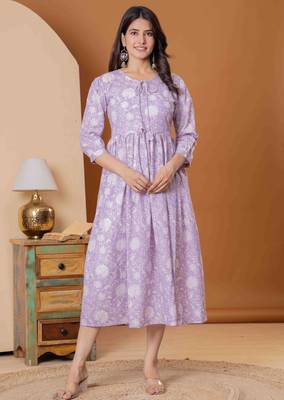 Purple cotton sequance work kurta for women 1