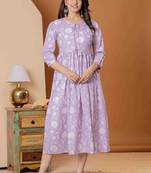 Purple cotton sequance work kurta for women