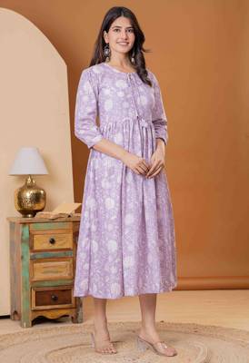 Purple cotton sequance work kurta for women 2