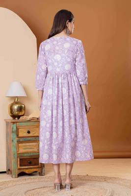 Purple cotton sequance work kurta for women 4