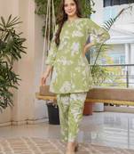 Mint green cotton sequance work top for women